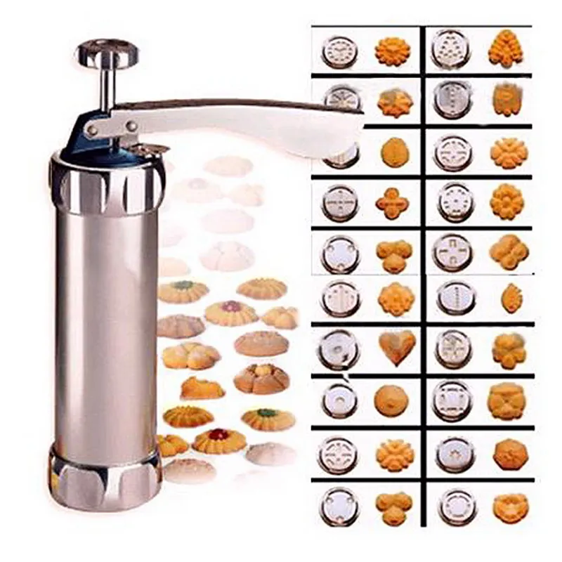 

2018 Cookies Press Cutter Baking Tools Cookie Biscuits Press Machine Kitchen Tool Bakeware With 20 Cookie Molds and 4 Nozzles