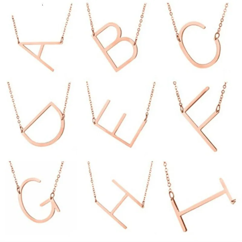 

26 English Alphabet Chain Hangers Popular In Europe America For Men Fashion Gold Color Hyperbolic Jewelry Dropshipping