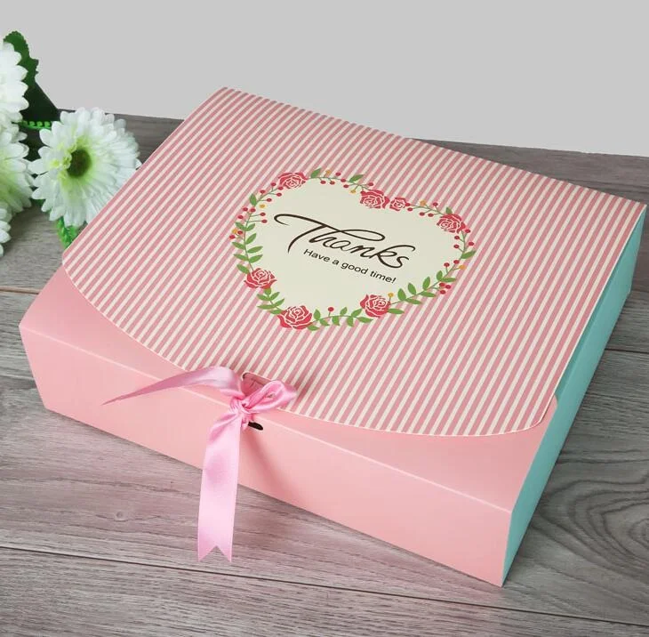 25*20*5cm 20pcs Large Thanks printed Natural Kraft Paper Wedding gift