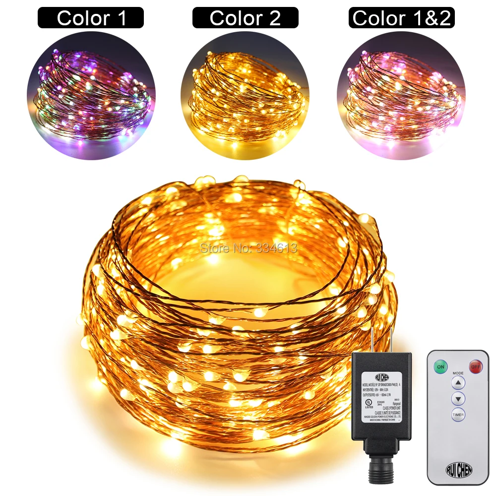 20M 200 LEDs Dual Color Fairy String Lights 10 Modes Colors Changing Copper Starry Lights With