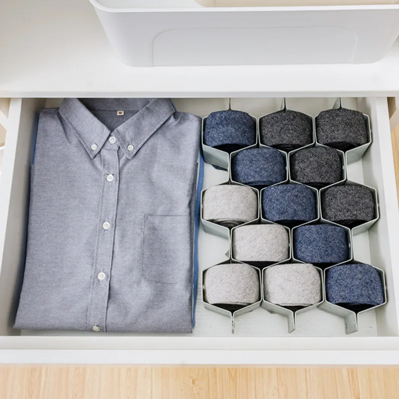 

8pcs/lot Creative Plastic Storage Organizer for Cabinet Drawers for Underwares Socks Ties Bee Nest Shape Cuttable