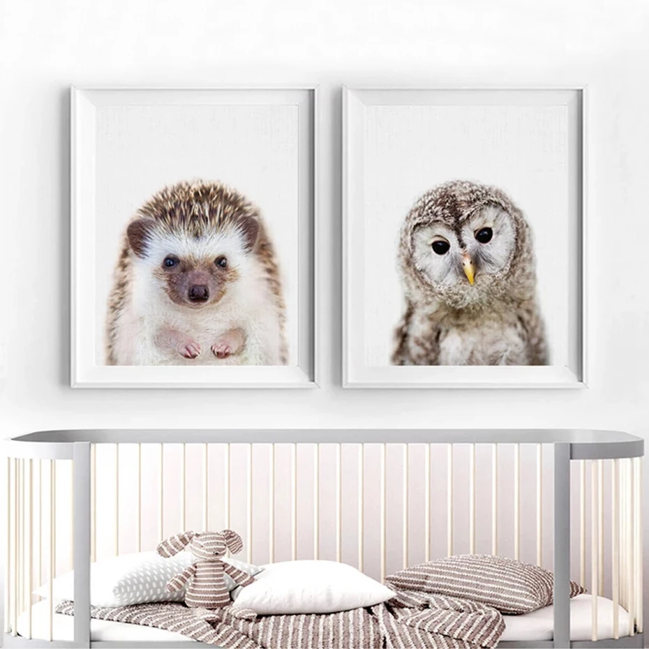 Cute-Hedgehog-Owl-Animals-Canvas-Paintings-Pictures-Nordic-Pop-Nursery-Wall-Art-Poster-Print-Kids-Room