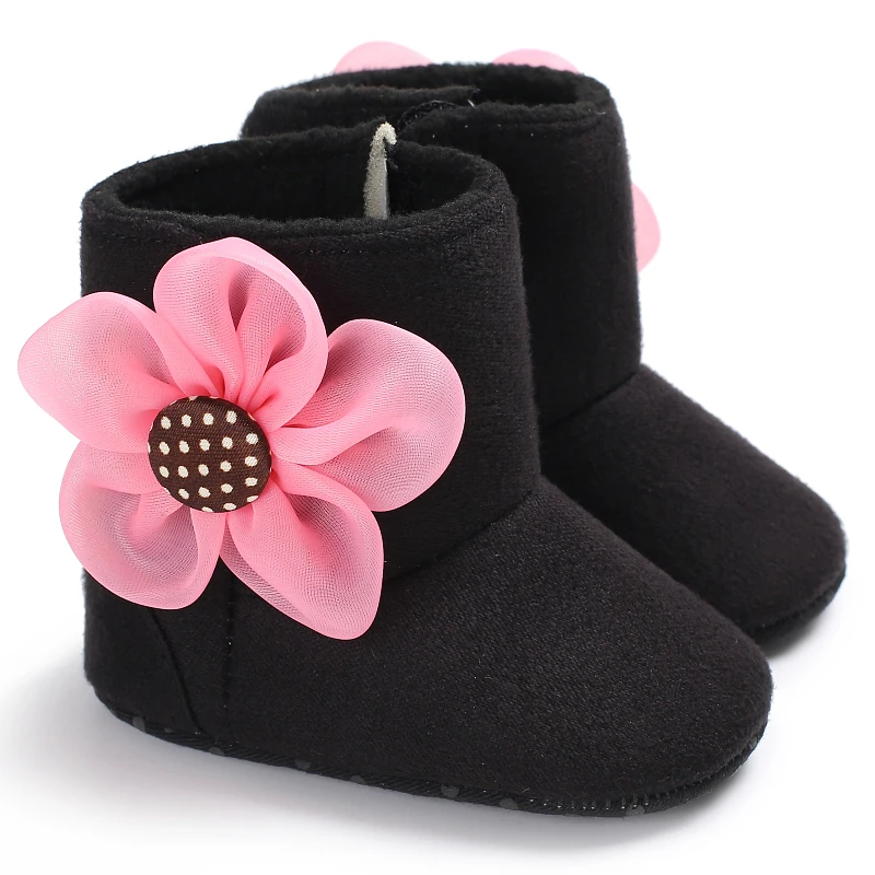 Платья для новорожденных и маленьких девочек с цветочным рисунком; зимние ботинки зимние Обувь на теплом меху детская кроватка, туфли
