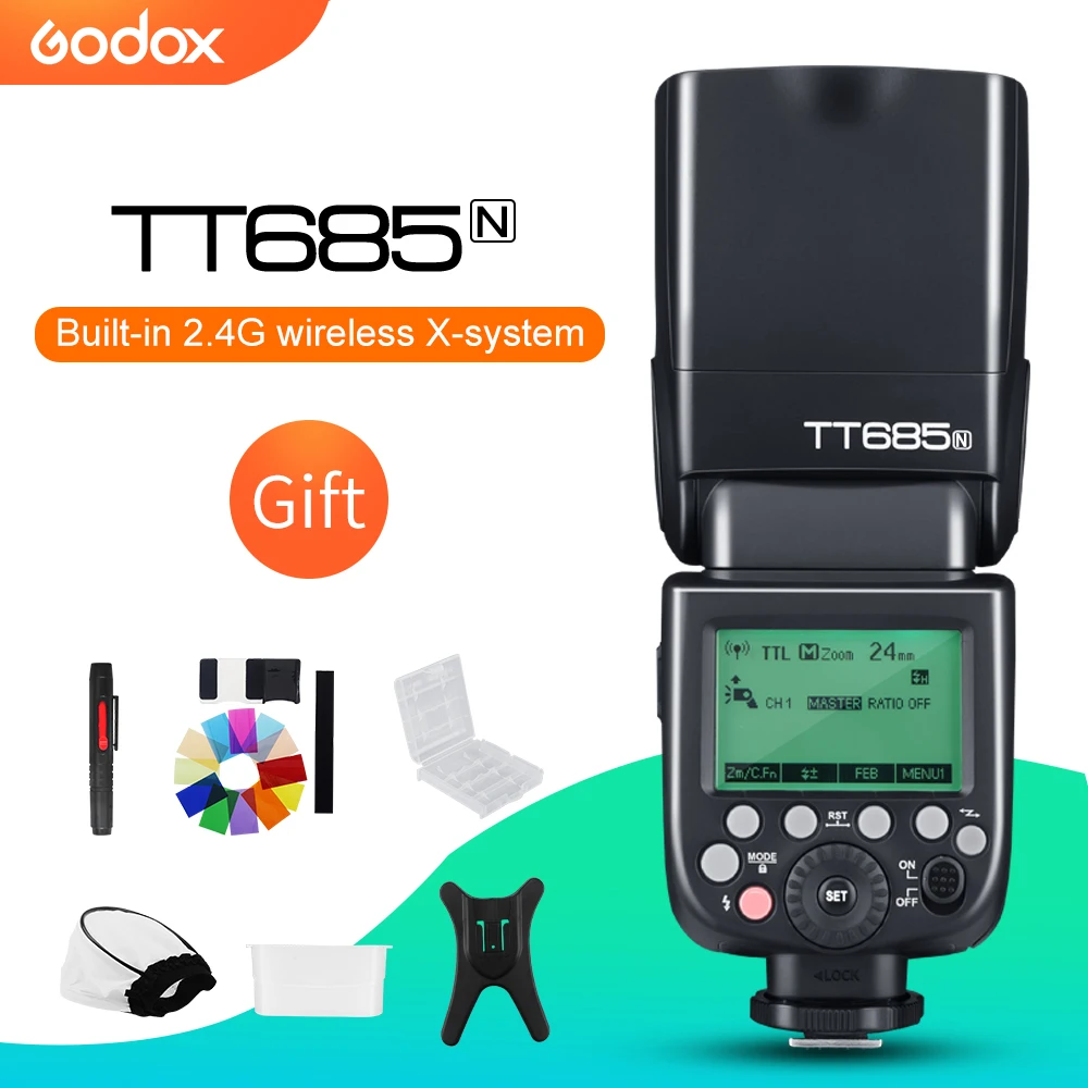 

Godox TT685N 2.4G HSS 1/8000s i-TTL GN60 Wireless Speedlite Flash for Nikon for D800 D700 D7100 D7000 D5200 D5000 D810 + Gift