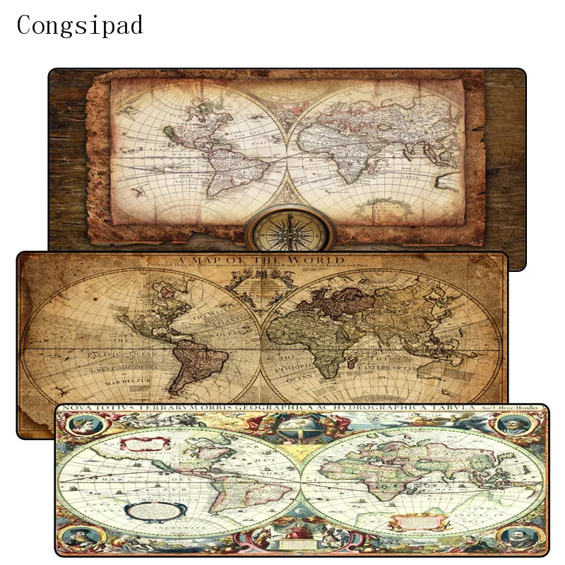Congsipad World Map Rubber Large Lock Edge mouse mat desk mats big mousepads gaming rug XL for office work/ LOL DOTA CSGO gaming