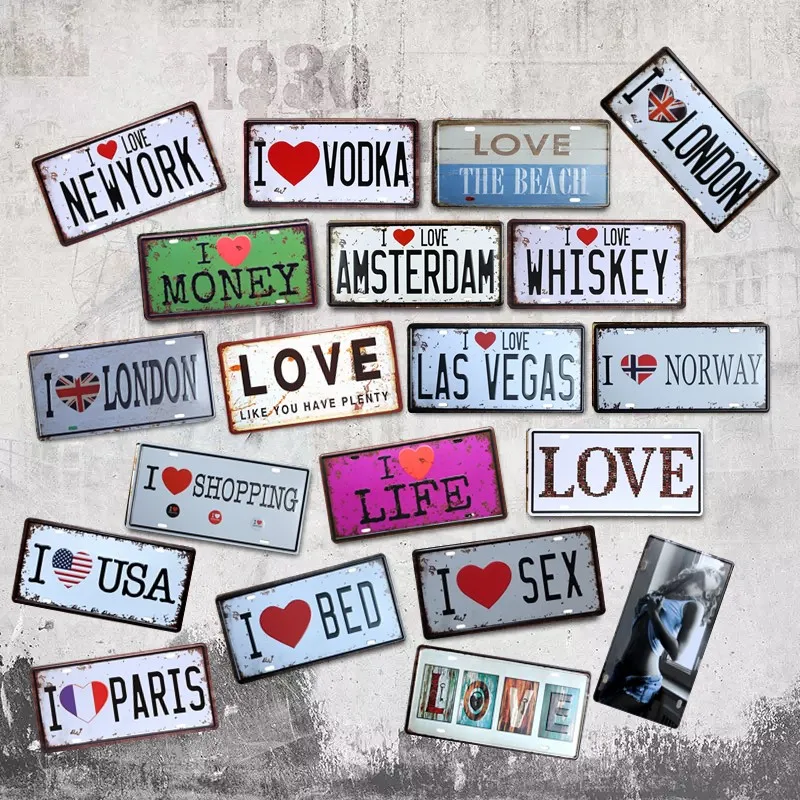 

I LOVE LAS VEGAS CAR LICENSE PLATE Vintage Tin Sign Bar pub home KITCHEN Wall Decor Retro Metal Art Poster