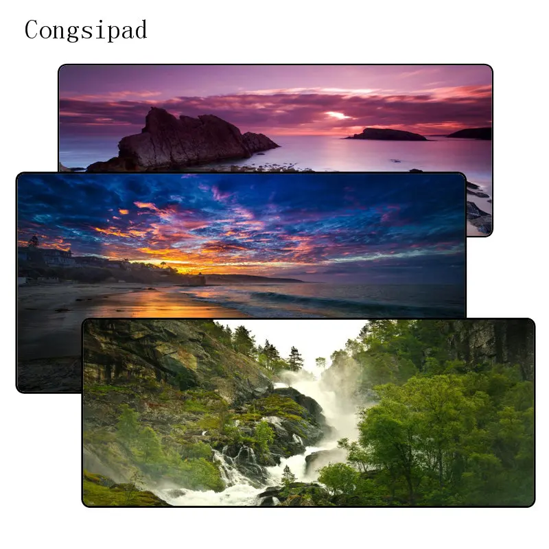  Congsipad Waterfall Scenery 400x900 Large Gaming Mouse Pad Gamer Locking Edge Mousepad Keyboard Mou