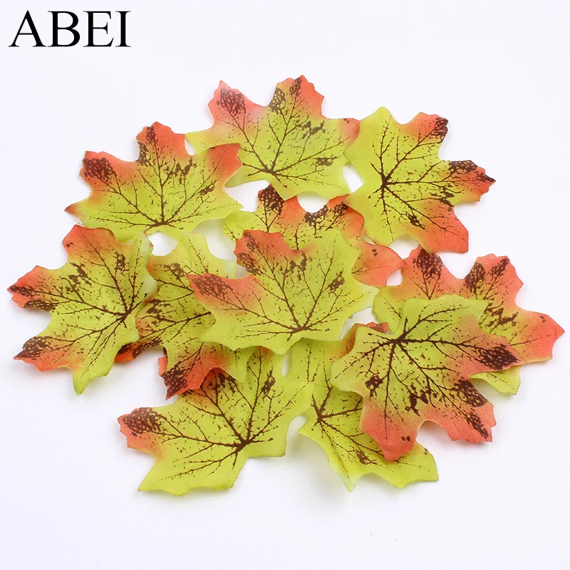 

50pcs/lot Artificial Maple Leaves For Christmas Wedding Party Scrapbook Decoration Fake Silk Fabric Leaf