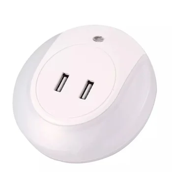 

LED Night Light Big Current Dual USB Ports Recharger Light Controlled Night Lamp