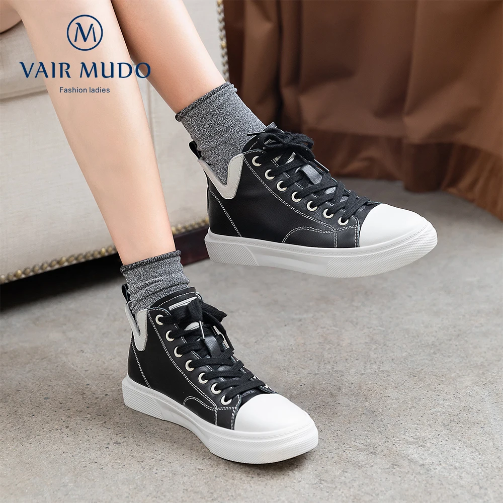 VAIR MUDO/Женская обувь новая модная парусиновая обувь повседневная обувь на плоской подошве ручной работы из высококачественной натуральной кожи на шнуровке для всех сезонов; D16L