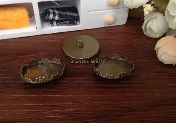 

Free shipping!!! 200pcs 25mm Brass button bezel with round crown edged cabochon/ cameos mountings