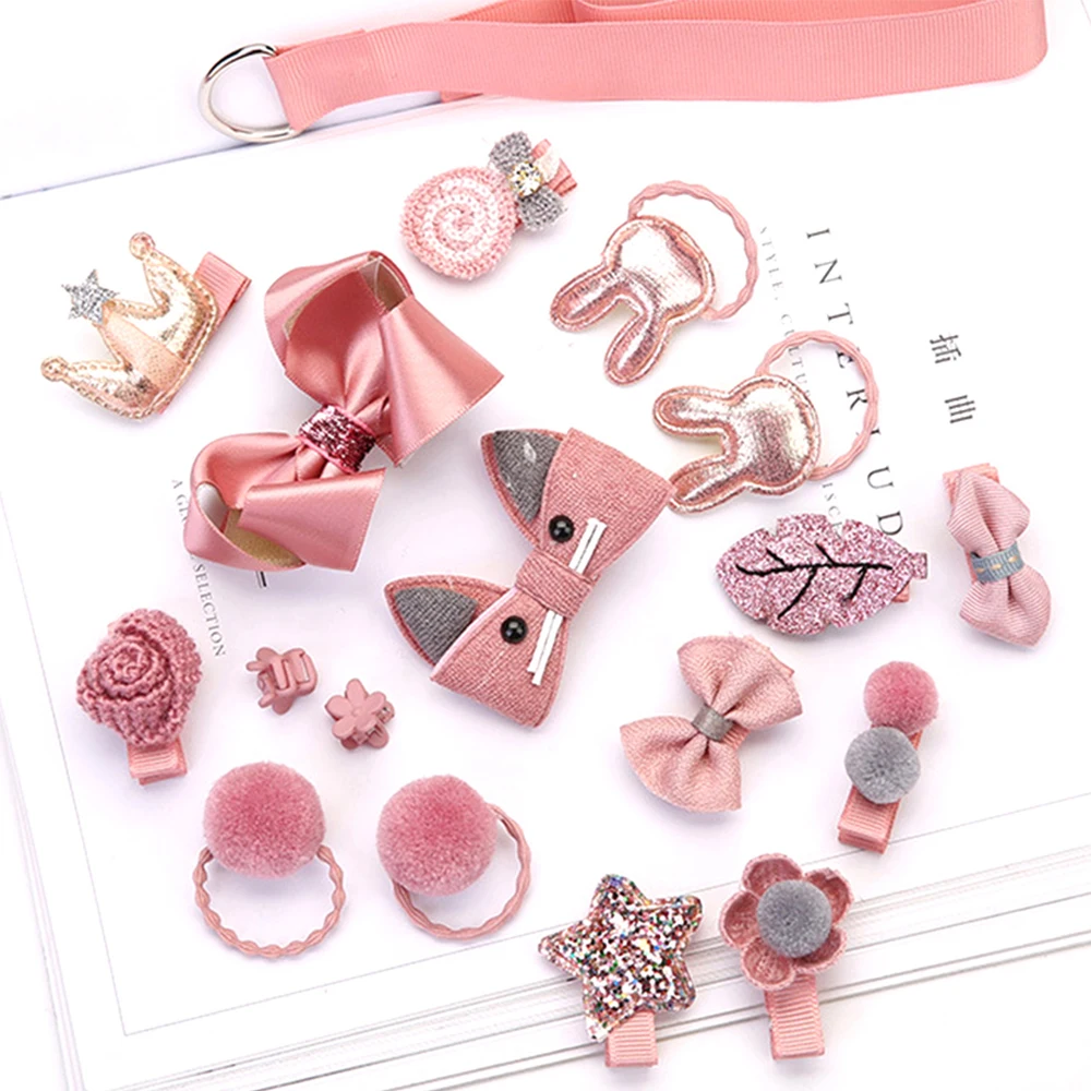 

18pcs Headwear Set Children Accessories Ribbon Bow Hair clip Hairpins Girls Princess Headdress Crown Cute Rabbit Hair Grip