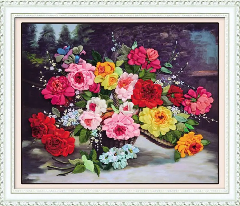 65X55cm DIY 3d Набор для вышивки крестиком рукоделие незаконченная вышивка лентой