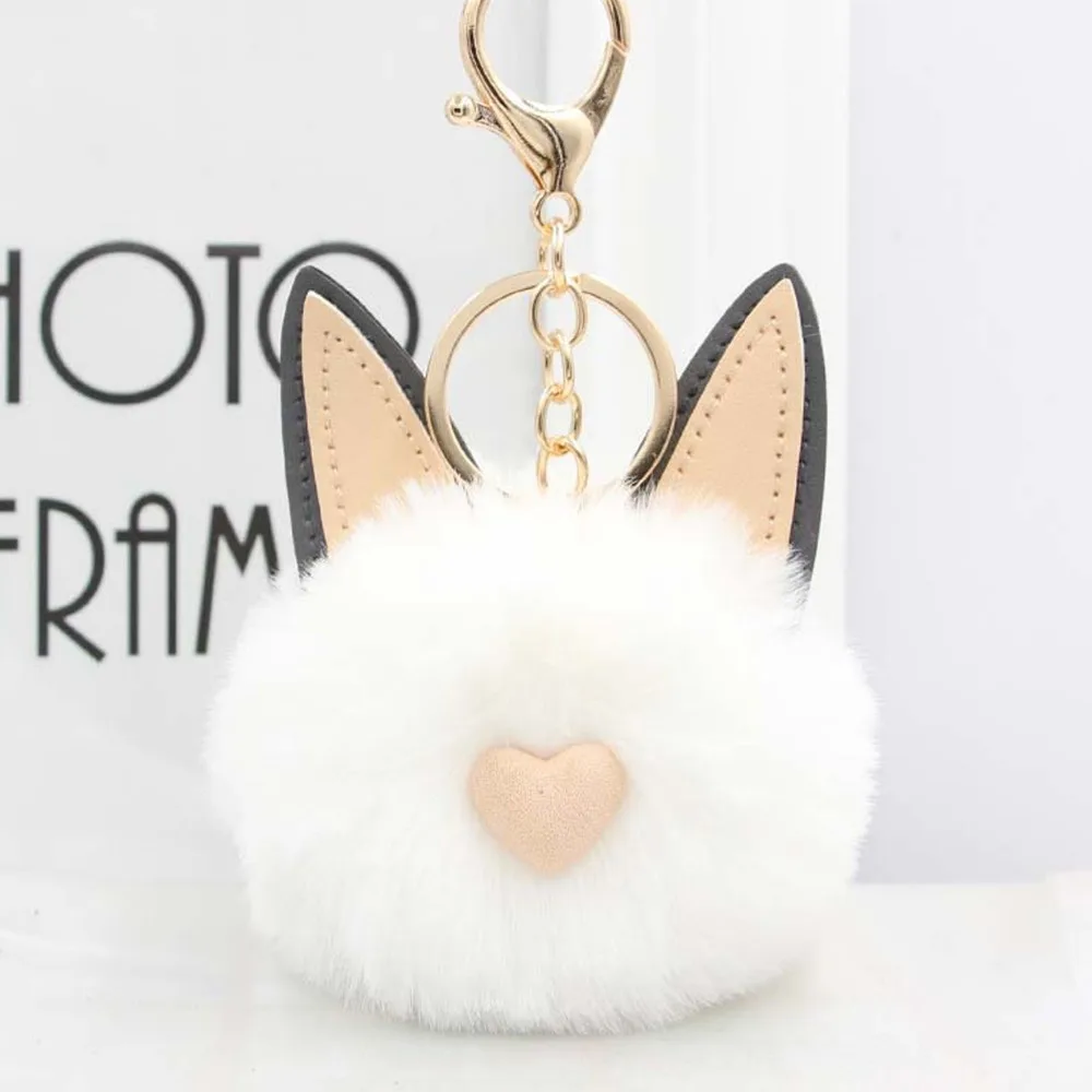 Пушистый искусственный кролик, Искусственный Кролик, ушной шар, брелок для ключей, кошачий ушной помпон, висящий брелок, брелок для ключей, брелок для сумки, кошелек, сумка