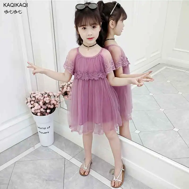 

Lace Little Princess Dresses Summer Solid Tulle Tutu Dresses For Girls 5 6 7 8 9 Years Clothes Party Pageant Children Sundress