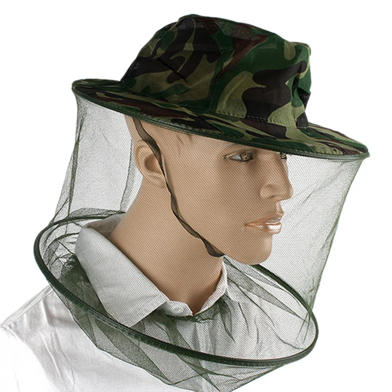 

Anti Mosquito Camouflage Fishing Hats Mesh Net Fishing Caps Outdoor Sunshade Fisherman's Head Cover Bee Insect Resistance Hat