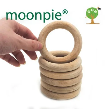 70mm DIY Natural beech Ring Teething Ring round beech Wood rings teether toys for baby smooth 2.75 inch 10pcs WC051