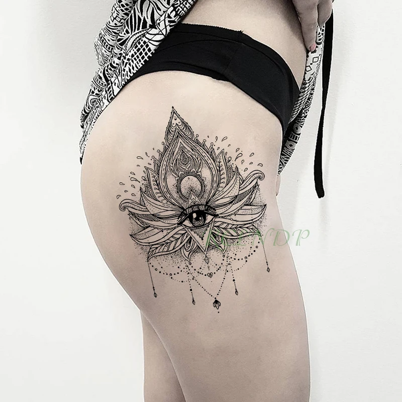 Водонепроницаемая временная татуировка наклейка красный драгоценный камень Мандала хна Лотос на спине тату нагрудная вспышка тату поддельные татуировки для женщин