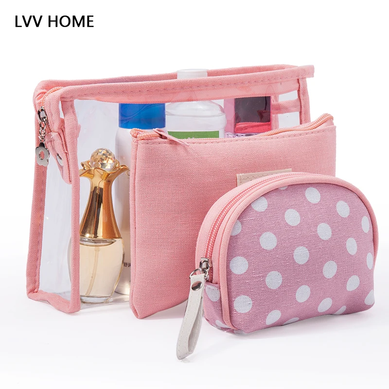 

LVV HOME 3PCS/Set travel washing storage bag/PVC wardrobe tidy storage wash bag suitcase luggage makeup zipper bag