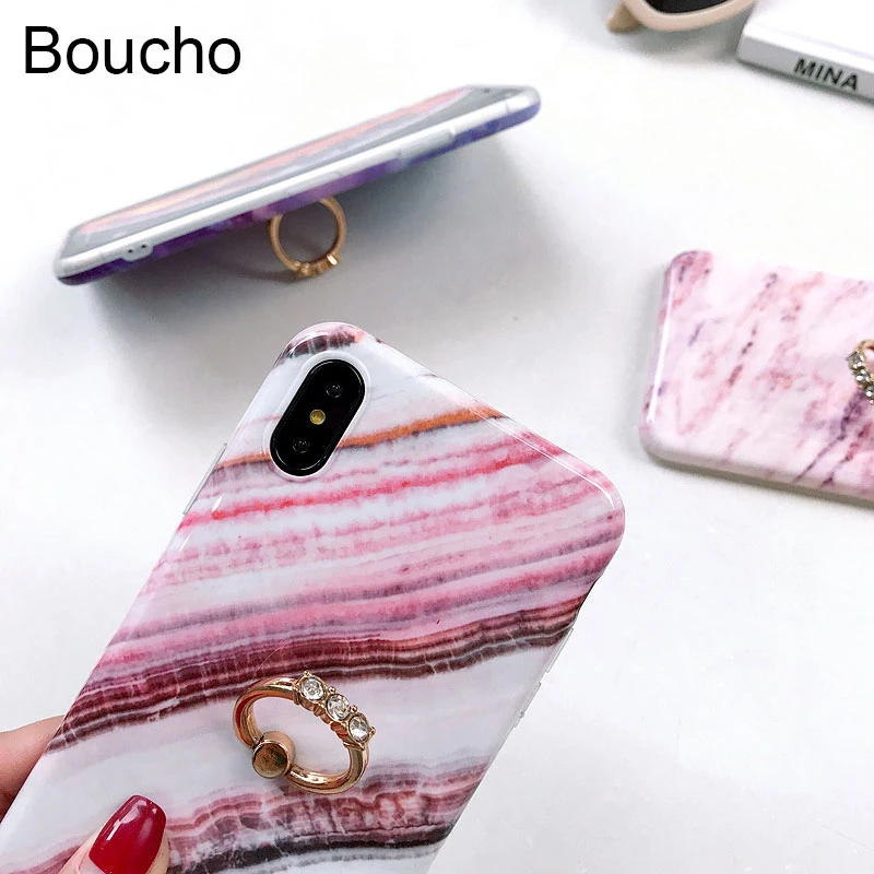 Цветной мраморный IMD чехол для iphone XS Max X XR 8 7 6 S Plus роскошное бриллиантовое кольцо с