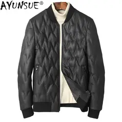 AYUNSUE 2018 пояса из натуральной кожи куртка для мужчин овчины пальто 90% пуховик зимние бейсбол куртки 4xl Chaqueta Hombre MY1301