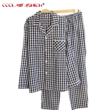 

Spring Man Plaid Pajama Sets Breathable Cotton Long-Sleeve Male Pyjamas Sleepwear Plus Size Pajamas for Men Lounge Homewear