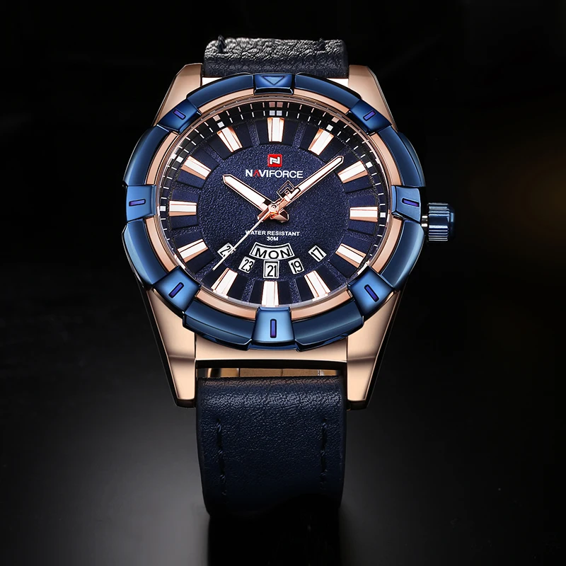NAVIFORCE Men Watches Top Brand Luxury Leather Quartz Watch Men's Date Sports Wrist Watches Male Analog Clock Relogio Masculino
