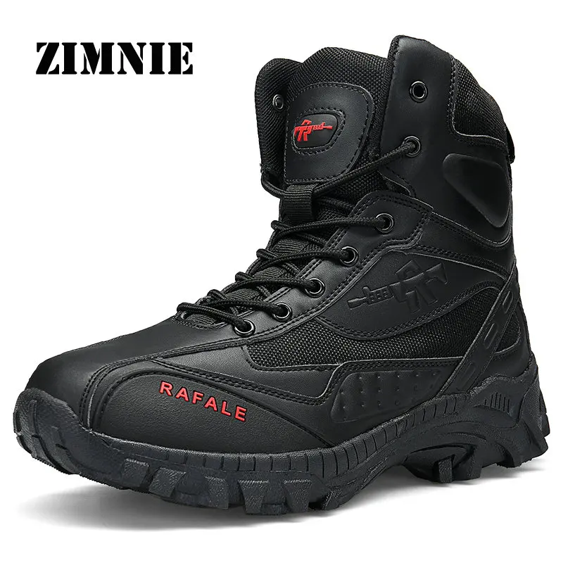 ZIMNIE/Спортивная тактическая обувь для кемпинга; мужские ботинки для альпинизма; дышащие качественные горные ботинки без разделения; походная обувь - Цвет: Black