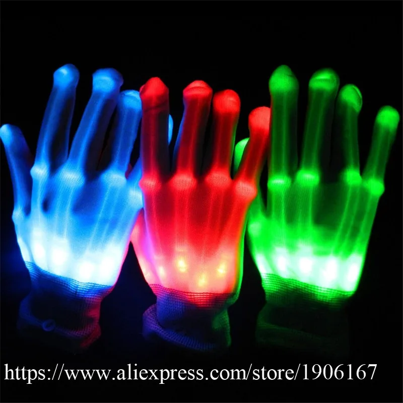 

Fashion One Pair Colorfu led gloves luminous novelty gloves party supplies dancing club props light up toys glowing gloves