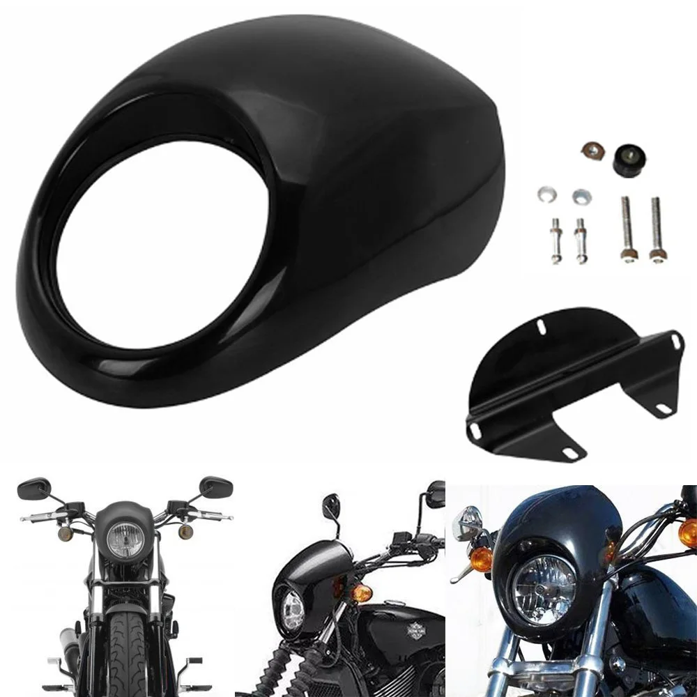 Черная фара обтекатель для Harley Передняя Вилка Крепление Dyna Sportster XLCH| |