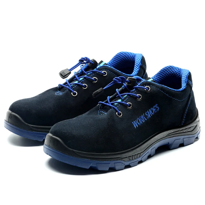 Weweya/Мужская Уличная обувь для пирсинга большого размера; мужские ботинки со стальным носком в стиле милитари; безопасные рабочие ботинки камуфляжной расцветки; неразрывная обувь - Цвет: Blue-4