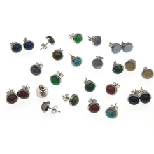 Серьги-гвоздики из нержавеющей стали 8 мм, натуральные серьги-гвоздики с камнем для женщин Brincos Oorbellen marble, простые ювелирные изделия, подарки для девушек