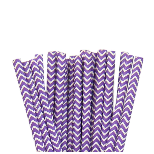 

HOT 75 Pcs Paper Straws Birthday Wedding Baby Shower Party Wavy pattern(purple)