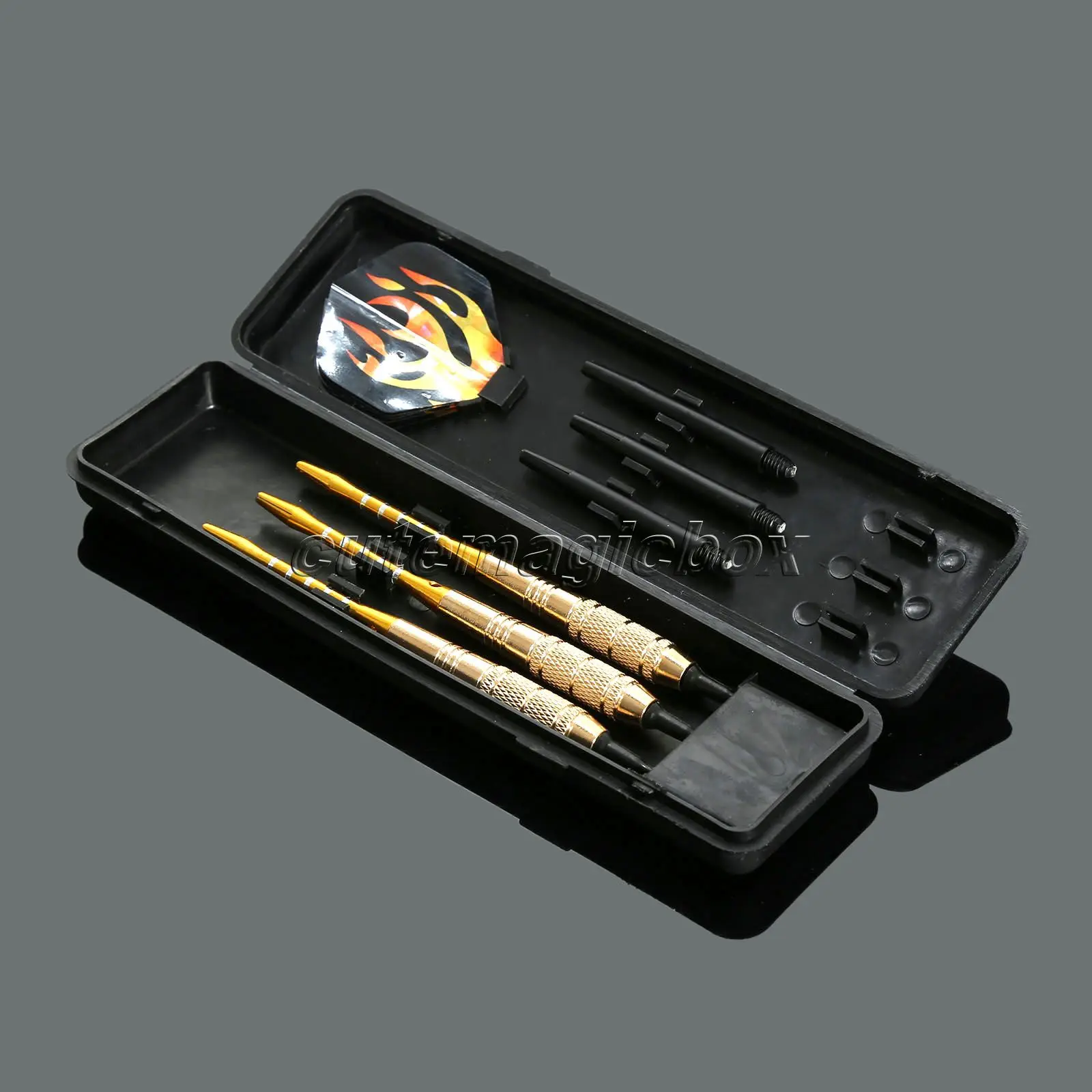 3 Pcs 18g Soft Needle Tip Darts Set - Brass Barrel & Aluminium Rod & Plastic Shank Replacable & Nice Flame Flights & Dart Box