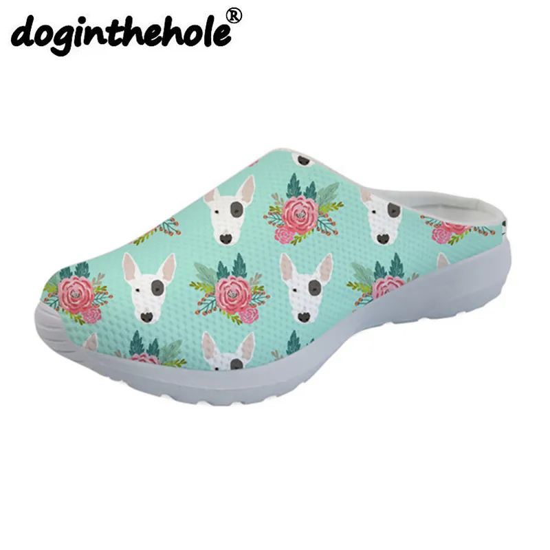 

doginthehole Womens Sport Sandal Cute Bull Terrier Dog Pattern Slippers Sport for Girls Mesh Flat Slippers Summer Sea Shoes 2018