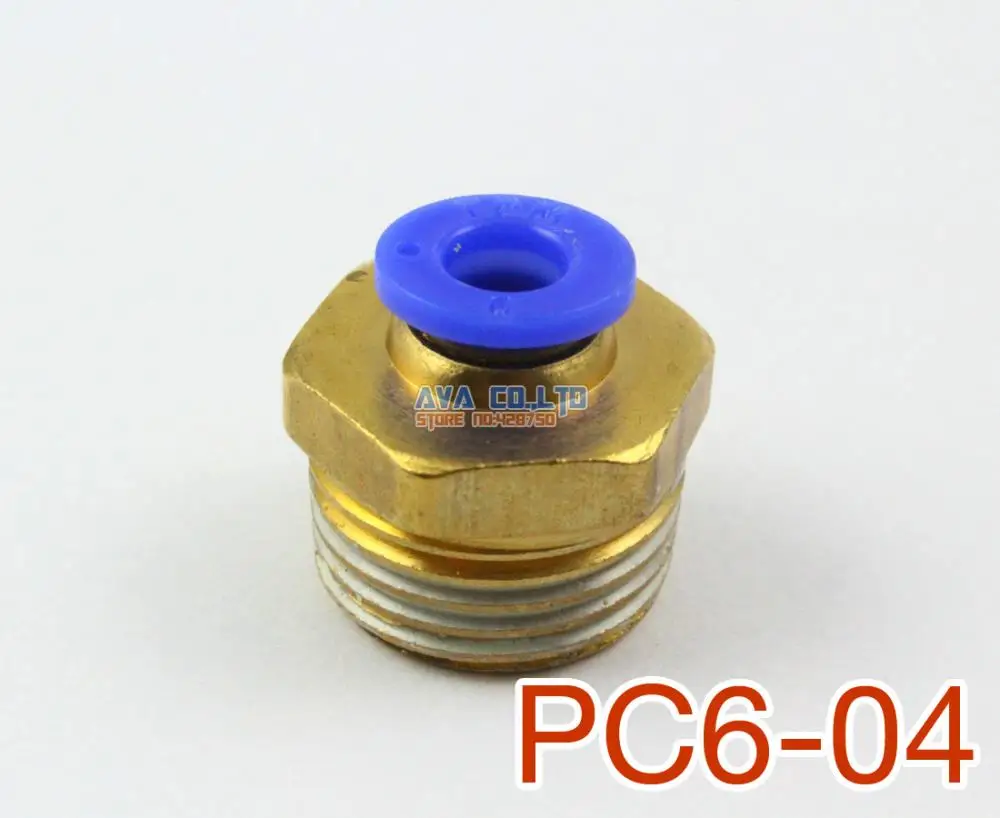 

10 Pieces Tube OD 6mm x 1/2" BSPT Male Straight Pneumatic Connector Push In To Connect Fitting