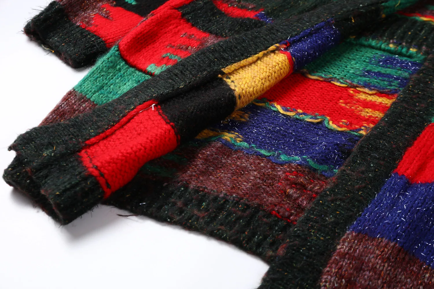 Micosoni, английский стиль, осень и зима, новинка, свободный, с капюшоном, длинный, шерстяной, вязаный кардиган и свитер, куртка, Радужный свитер