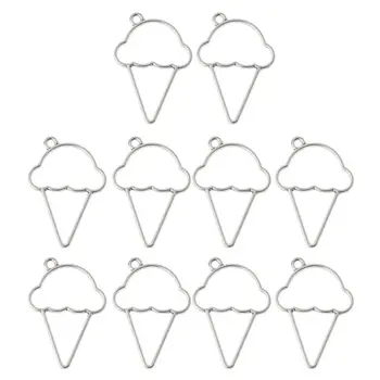

10Pcs Ice Cream Cone Resin Frame Pendant Open Bezel Setting Resin Jewelry Making