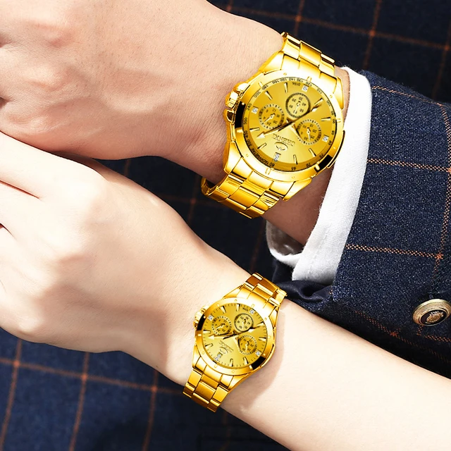 Top Brand CHENXI Set Watch Men Women Luxury Golden Quartz Couple Wristwatch Waterproof Stainless Steel Clock Mens Ladies Watches 6