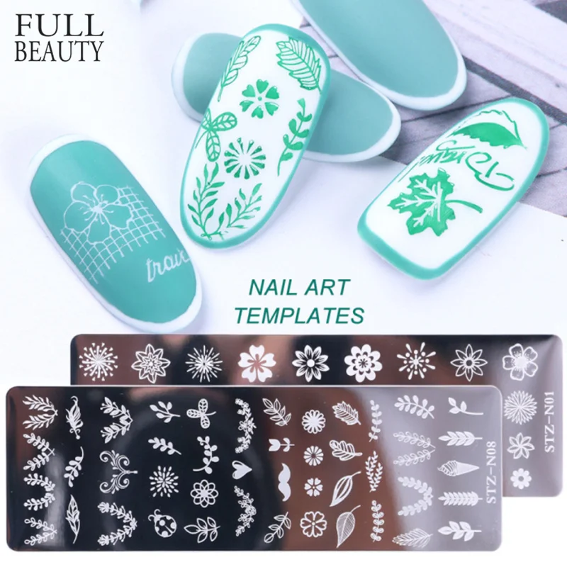 

1pc 12x4cm Nail Stamping Plates Geometry Flower Leaf Designs Manicure Stencils Nail Art Stamp Template Image Tool CHSTZN01-12