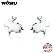 WOSTU горячая Распродажа 925 пробы серебряные женские зимние домашние тапочки с милыми кроличьими серьги-гвоздики с животными для Для женщин девушка серебряные ювелирные изделия Brincos подарок CQE294