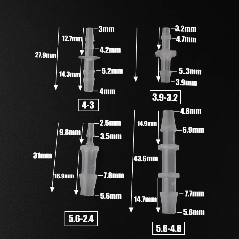 10 шт./лот 1,6-6,4 мм пластиковые прямые водопроводные трубы соединитель для шланга редукционные соединения аквариума воздушный насос капельного орошения фитинги