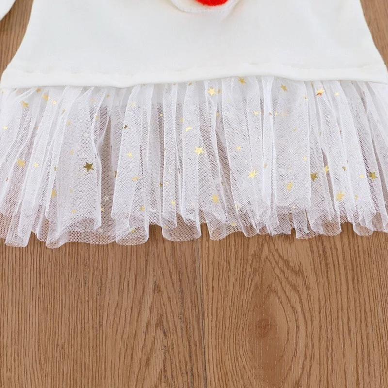 Рождественское Сетчатое платье с длинными рукавами и рисунком оленя для маленьких девочек топ+ клетчатые штаны комплект из 2 предметов, наряд принцессы, одежда(От 2 до 7 лет