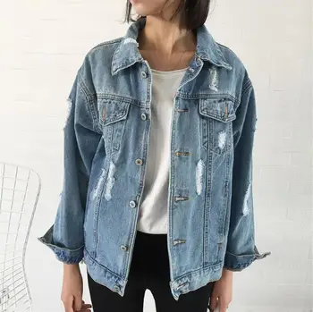 

2018 Women Basic Coat Denim Jacket Women Winter Denim Jacket For Women Jeans Jacket Women Denim Coat loose fit casual style