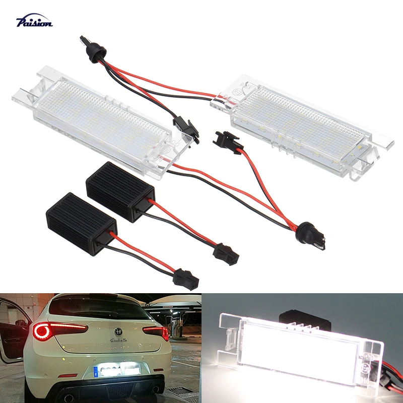 

No Error Car LED License Plate Light Direct Replacement for Alfa Romeo 147 156 159 166 Brera Giulietta Mito GT Spider