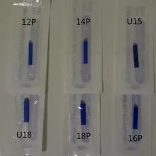 50 шт. синий Перманентный макияж ручные Иглы для татуировки бровей лезвие для 3D вышивки микроблейдинг татуировки ручка машина