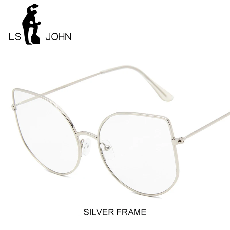 LS JOHN кошачий глаз брендовые дизайнерские женские солнцезащитные очки Роскошные сплав солнцезащитные очки классические ретро уличные очки Oculos De Sol Gafas - Цвет линз: SILVER FRAME