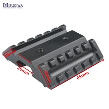 Тактический ружейный прицел Mizugiwa низкий профиль 45 градусов Смещение двойная сторона 20 мм Пикатинни рельсовый прицел крепление базовый фонарь-лазер Крепление черный