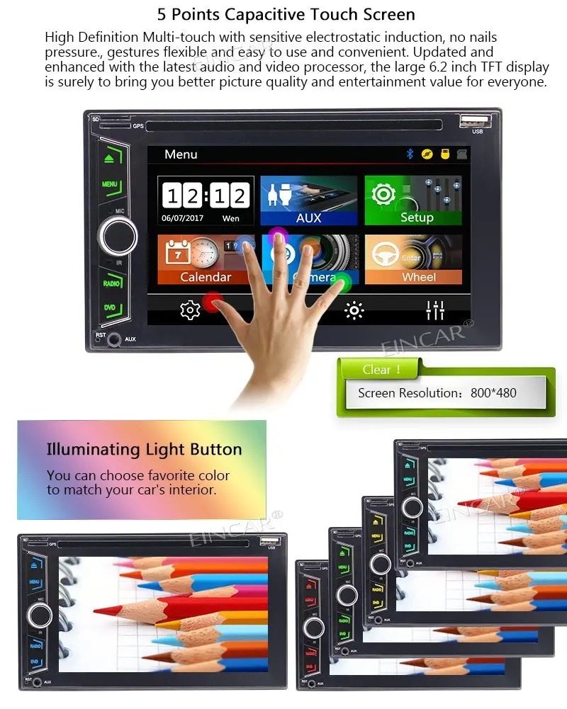 Best Double 2 Din Car Radio Stereo DVD Player Backup Camera 6.2