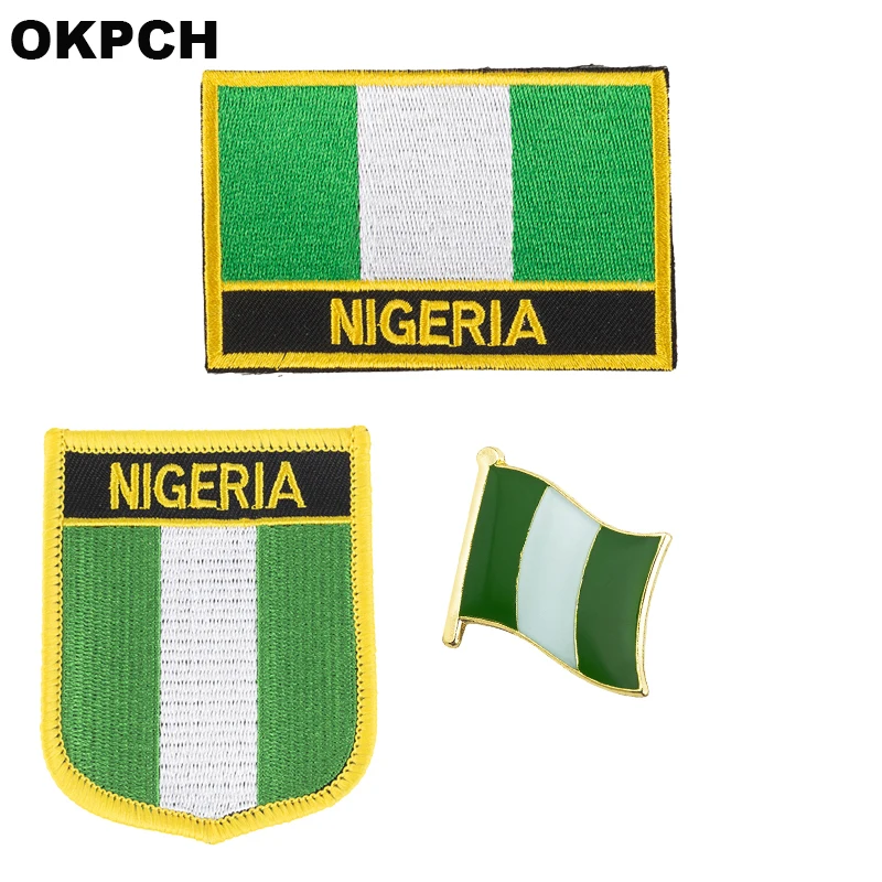 

Nigeria flag patch badge 3pcs a Set Patches for Clothing DIY Decoration PT0143-3